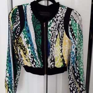 BCBG Multicolored Crop Zipup Blazer